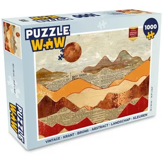 MuchoWow Puzzle Vintage - Zeitung - Bronze - Abstrakt - Landschaft - Farben, 1000 Puzzleteile, Foto-Puzzle, Bilderrätsel, Puzzlespiele, Klassisch 48 cm x 68 cm x 2 cm | Querformat
