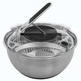 5five simply smart Salatschleuder mit Hebel 3,5 Liter Edelstahl Silber