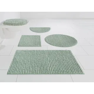 my home Badematte Renat, Badvorleger, Badezimmer Teppich, Scandi, Höhe 15 mm, schnell trocknend, strapazierfähig, fußbodenheizungsgeeignet, Materialmix, rund, Badteppich, Badgarnitur, Chenille-Optik, auch als 3 tlg. Set grün rund | Ø 75 cm x 15 mm