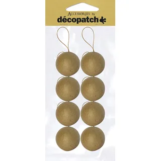 Clairefontaine Décopatch braunes Pappmaché, Pack. 8 Weihnachtskugeln 5cm - Kartonbraun, NO007O