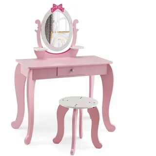 Costway Schminktisch, Pink, Holz, 70x101x34 cm, Babymöbel, Kinderkommoden