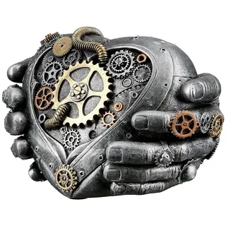 Brillibrum Design Steampunk Deko Figur Herz in Händen Mechanical Skulptur Zahnrad Dekoration Industrial Steam Punk Kunst Herz Figur (Herz in Händen/Variante 20)