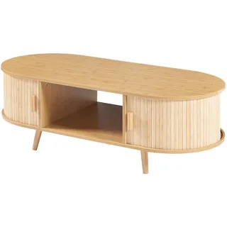 [en.casa] Couchtisch Nordkapp Beige Bambus 120 x 55 x 40 cm