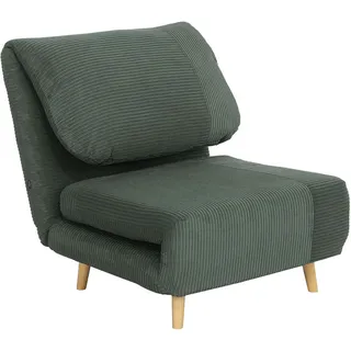 Homcom Schlafsessel 2-in-1 Cord 82 x 89 x 82 cm Grün mit Kopfteil