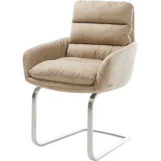 DeLife Schwingstuhl Abelia-Flex Armlehnen Freischwinger flach Edelstahl Beige Vintage - Beige
