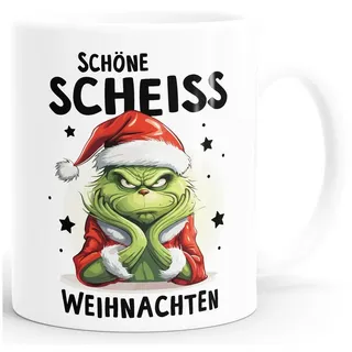 MoonWorks Tasse Grinch Tasse Anti Weihnachten Spruch Ironie Sarkasmus lustige, Keramik weiß