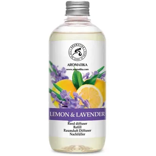 Raumduft Nachfüllflasche Zitrone-Lavendel 500 ml - für Duftdiffusor | Raumduft Nachfüller mit ätherischem Öl, frisches Aroma Lemon-Lavender, Aromatherapie, Lufterfrischer