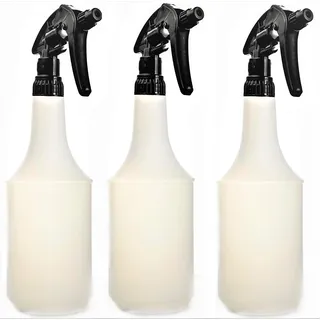 3 Stück Sprühflasche leer 1 Liter Chemie Beständig (nicht für Säure, Silikonhaltige oder Lösemittel) mit Canyon CHS 3A Sprühkopf Star Blumensprüher, Volumen 1 Liter, Transparent
