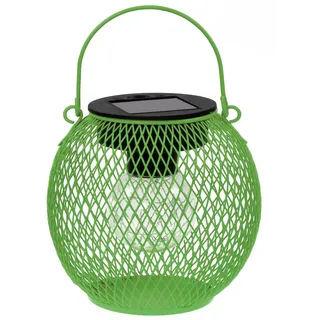 IC Gardenworld LED Laterne LED Solar Kugel-Laterne Metall Ø14 cm Mesh-Design, LED fest integriert, warm-weiß, Outdoor Gartenleuchte, Deko-Lampe für Terrasse Balkon grün