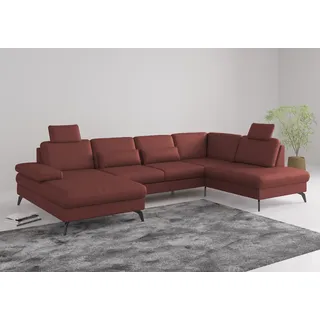sit&more Wohnlandschaft SIT & MORE "Morris Jubi", rot (merlot), B:335cm H:82cm T:212cm, Sofas, Wohnlandschaft, wahlweise mit Armteilverstellung, Bettfunktion & Bettkasten