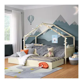 bellabino Hausbett Bela 90 x 200 cm Kiefer massiv braun