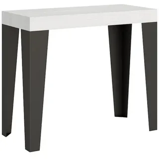 Itamoby Ausziehbare Konsole 90x40/196 cm Flame Small Premium White Ash Anthrazitrahmen