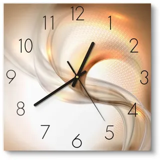 DEQORI Wanduhr 'Schwingungen im Licht' (Glas Glasuhr modern Wand Uhr Design Küchenuhr) beige 30 cm x 30 cm