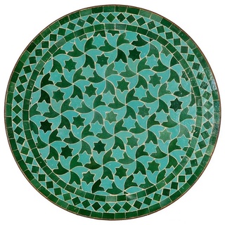 Casa Moro Beistelltisch Mediterraner Mosaiktisch Ø 60 cm rund smaragdgrün glasiert mit Gestell Höhe 73 cm, Dekorativer Gartentisch Bistrotisch Mosaik Beistelltisch Balkontisch, MO10007, Kunsthandwerk aus Marokko grün