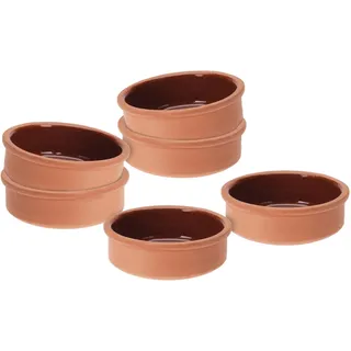 Tapas Schalen aus Ton 250 ml - 6er Set - Feuerfeste Auflaufform innen glasiert - Traditionelle Tonschale Dessert Dip Snack Schälchen Tapasschale ofenfest und spülmaschinengeeignet