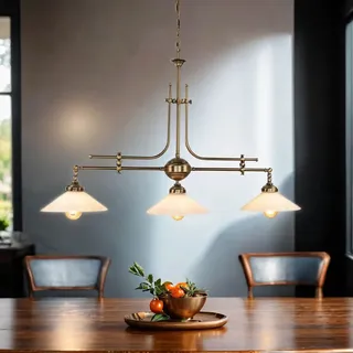 Hängeleuchte Messing Glas Jugendstil E27 Pendelleuchte Billardlampe Esstisch Bar - Bunt