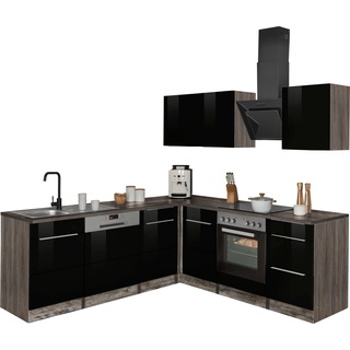 Kochstation Winkelküche KS-Brindisi, ohne Geräte, Stellbreite 220/220 cm schwarz