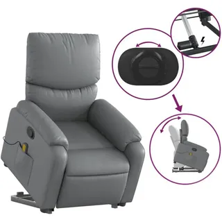 vidaXL Massagesessel mit Aufstehhilfe Kunstleder 99 x 99 x 99 cm Grau