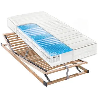 Sleeptex Matratzenset, Holz, 2-teilig, Birke, Schichtholz, H2, Höhe ca. 20 cm, 80x200 cm, Made in Germany, Oeko-Tex® Standard 100, Härtegradauswahl, Bezug abnehmbar/waschbar, für verstellbare Lattenroste geeignet, Tragegriffe, atmungsaktiv, schadstoffgeprüft, aktive Schulterzone, alternative Größen erhältlich, rundum abnehmbar,Federholzleisten verleimt, Mittelgurt, individuelle Liegehärteeinstellung, verstellbar, erhältlich, Schlafzimmer, Matratzen Shop, Matratzensets