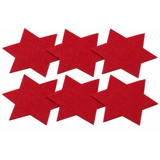 6 x Filzsterne - Tischset Farbe Rot, Größe Ø 35 cm | Platzdecken - Platzset - Untersetzer Filz - Tischset aus Filz - Filzuntersetzer Weihnachten -