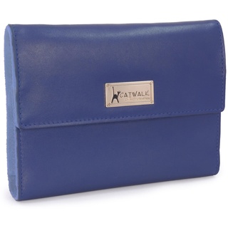 Catwalk Collection Handbags - Damen Schmuckrolle Mittelgroß - Schmucktasche/Schmucketui für Reise - Leder und Wildleder - CHANELLE - Blau