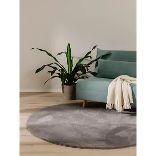 benuta basic - Kunstfell-Teppich Furry Grau ø 160 cm