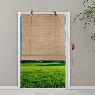 Bambusrollo Aussenbereich 55x200cm, Bambusrollo Anti-UV Belüftung außenrollos Bambus Handgewebt für Fenster Balkon, A-1