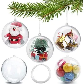 Famanu Weihnachtskugeln 8 cm transparent - 20 Stück zum Befüllen und Teilen