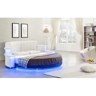 Rundbett mit LED-Beleuchtung Modernes Schlafsofa Beige Design Schlafzimmer