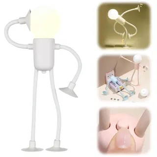 Hekasvm Lustig Oktopus Nachtlicht, Mini Led Tischlampe mit Saugnapf, Leselampe Biegbar & Tragbar, Nachttischlampe Batteriebetrieben, Niedlich Schreibtischlampe für Desktop Wand Deko (Sportler,beige)