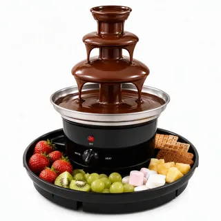 Schokobrunnen Schokolade, 3 Ebenen 25W Schokoladenbrunnen mit Schmelzfunktion, 230V, 0.45kg Chocolate Fountain für Familientreffen, Jubiläume, Hochzeiten, Geburtstage, Abschlussfeiern
