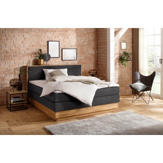 Boxspringbett HOME AFFAIRE "Cavan" Komplettbetten Gr. Luxus-Microfaser Vintage Topper Basic LED-Beleuchtung, Liegefläche B/L: 160 cm x 200 cm, Gewicht bis: 80 kg + 120 kg H2 + H4, 7-Zonen-Tonnentaschen-Federkernmatratze, grau (charcoal) Boxspringbetten ohne Bettkasten Eiche, inkl. & Topper, verschiedene Härtegrade (auch H4)