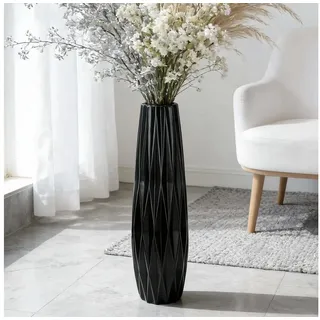 LuxusKollektion Bodenvase Große schwarze Keramik Vase 45CM (1 St) schwarz 50 cm x 45 cm x 12 cm