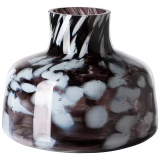 Fink Dekovase GOSY Glasvase - schwarz/weiß - Glas - H. 18cm x B. 22cm - Dekovase (1x Glasvase, 1 St., Blumenbehälter - Blumengefäß), Glas Dekovase - Edle Pflanzvase für Tisch - Langlebige Vasen Eleganz schwarz
