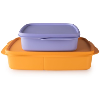 Tupperware Clevere Pause Lunchbox Set (2) 1 L Orange + 550 ml Flieder (inkl. Kiwilöffel)