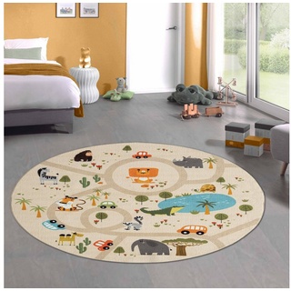 Kinderteppich Kinderteppich Spielteppich Safari / Straßen rutschfest beige, Teppich-Traum, quadratisch beige|braun