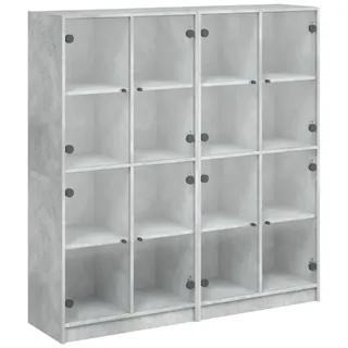vidaXL Bücherschrank mit Türen 136 x 37 x 142 cm Betongrau