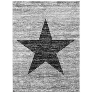Vimoda Stern Jugendzimmer Wohnzimmer Teppich Grau Trendiger Kurzflor Teppich Stern Stylish Accessoire, Maße:60 x 110 cm