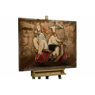 Kunstloft Metallbild, Rot, Beige, Metall, 4.6x70 cm, Bilder und Zubehör, Wandbilder, Metallbilder
