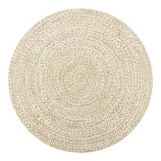 Teppich Teppich Handgefertigt Jute Weiß und Natur 90 cm, vidaXL, Runde weiß Ø 90 cm x 90 cm x 90 cm