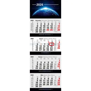 4-Monatskalender 2026 mit Bild Universum großer Wandkalender Büro Vier Monate