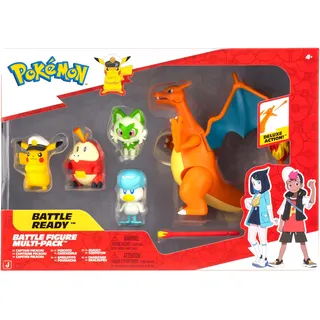 Pokémon Horizons Battle Figure 5-Pack - Includes; Captain Pikachu, Sprigatito, Fuecoco, Quaxly, Charizard + 1x Fire Missilie Accessory - Official Pokemon Toy for Children 4+