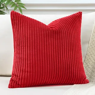 JOTOM 1 Stück Cord Kissenbezug Kissenhülle Dekorative Zierkissen Sofakissen Couchkissen Dekokissen Zierkissenbezug Deko Kissenbezüge für Sofa Wohnzimmer (45x45cm, Rot)