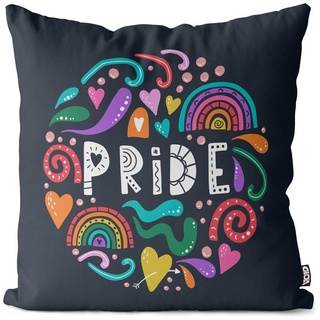 Kissenbezug, VOID (1 Stück), Pride Farben Regenbogen Muster Schriftzug Gay pride flag parade club bunt 60 cm x 60 cm