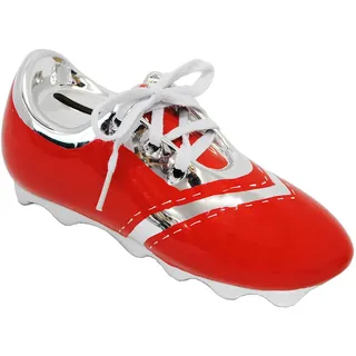 alles-meine.de GmbH 3-D Effekt Spardose - Fußballschuh/Sportschuh - Schuh - rot - mit echten Schnürsenkel ! - stabile Sparbüchse aus Porzellan/Keramik - Fußball - Spars..