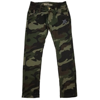 Girls Fashion 5-Pocket-Jeans Mädchen Army Tarnhose, Camouflage Muster M8152 grün 104