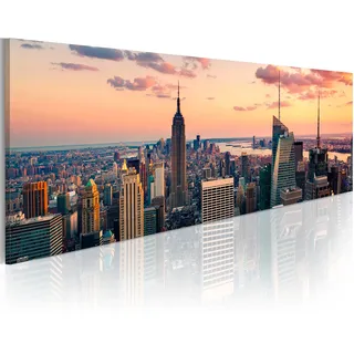 B&D XXL - Leinwandbild Skyline NY City, 135x45 cm, 1-teilig, Schlafzimmer