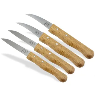 Gemüsemesser aus Solingen 4er Set Schälmesser Made in Germany Obstmesser mit Holzgriff aus Buche Küchenmesser Allzweckmesser mit scharfer rostfreier Messerklinge inkl. Etui & Klingenschutz