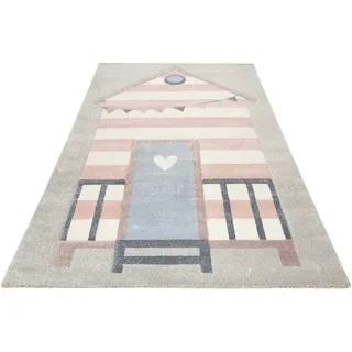 Kinderteppich ESPRIT "Sea Castle ESP-21072", grau, B:200cm H:13mm L:290cm, Polypropylen (PP), Teppiche, Kinderteppich, Kurzflor, maritimes Dessin, Strandschloß