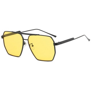 GelldG Sonnenbrille Polarisierte Sonnenbrille für Damen und Herren Retro gelb|schwarz